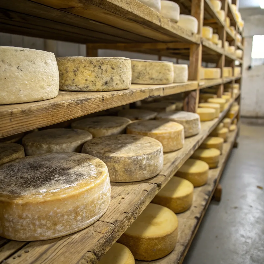 Cheese wheels aging